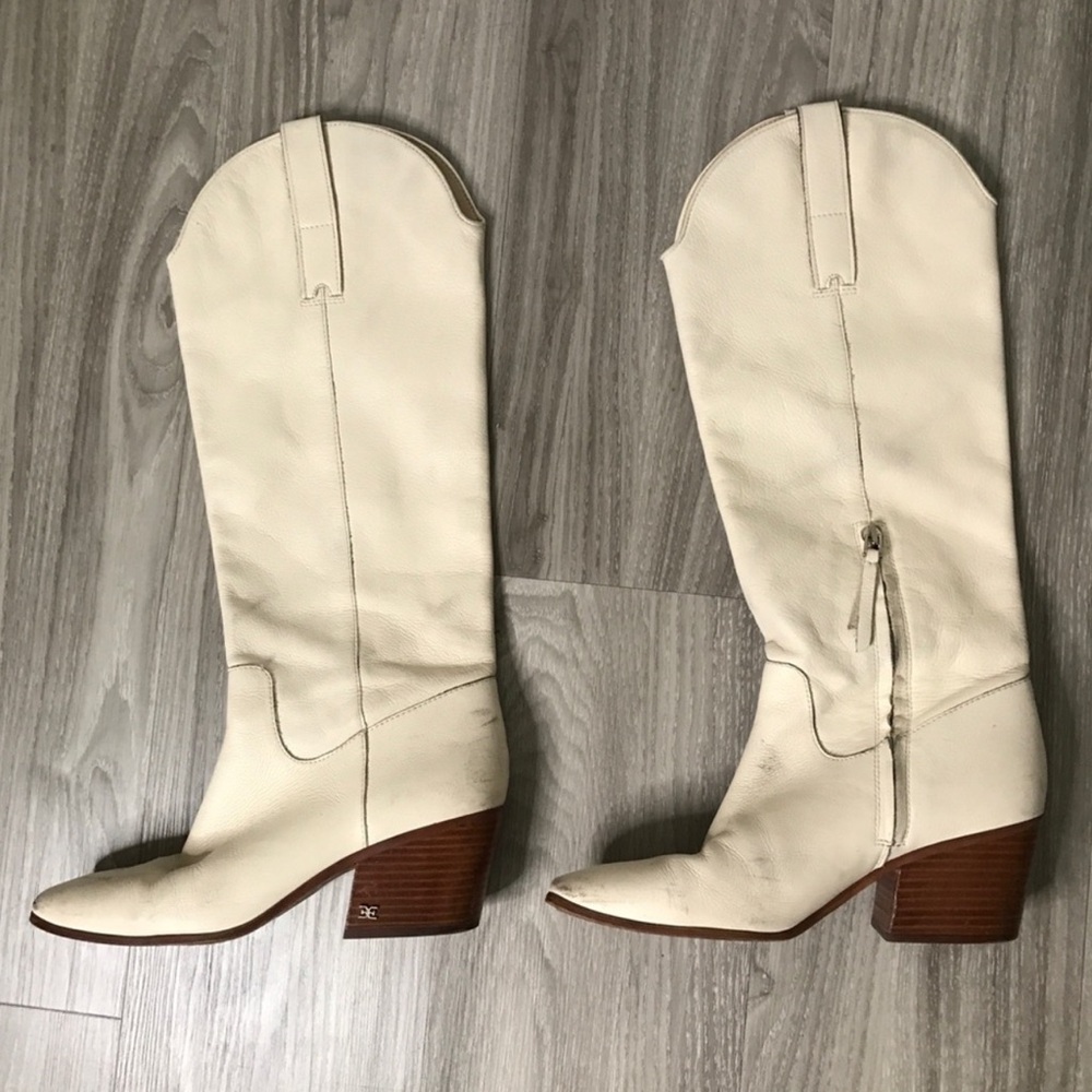 Sam Edelman Britton Wester Boot in Ivory Womens 9